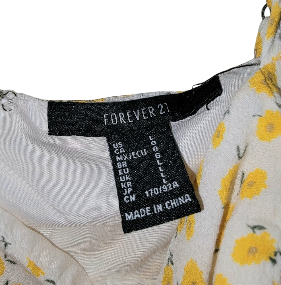 Forever 21 Yellow Floral Mini Dress (Women’s Large) - Picture 3 of 5
